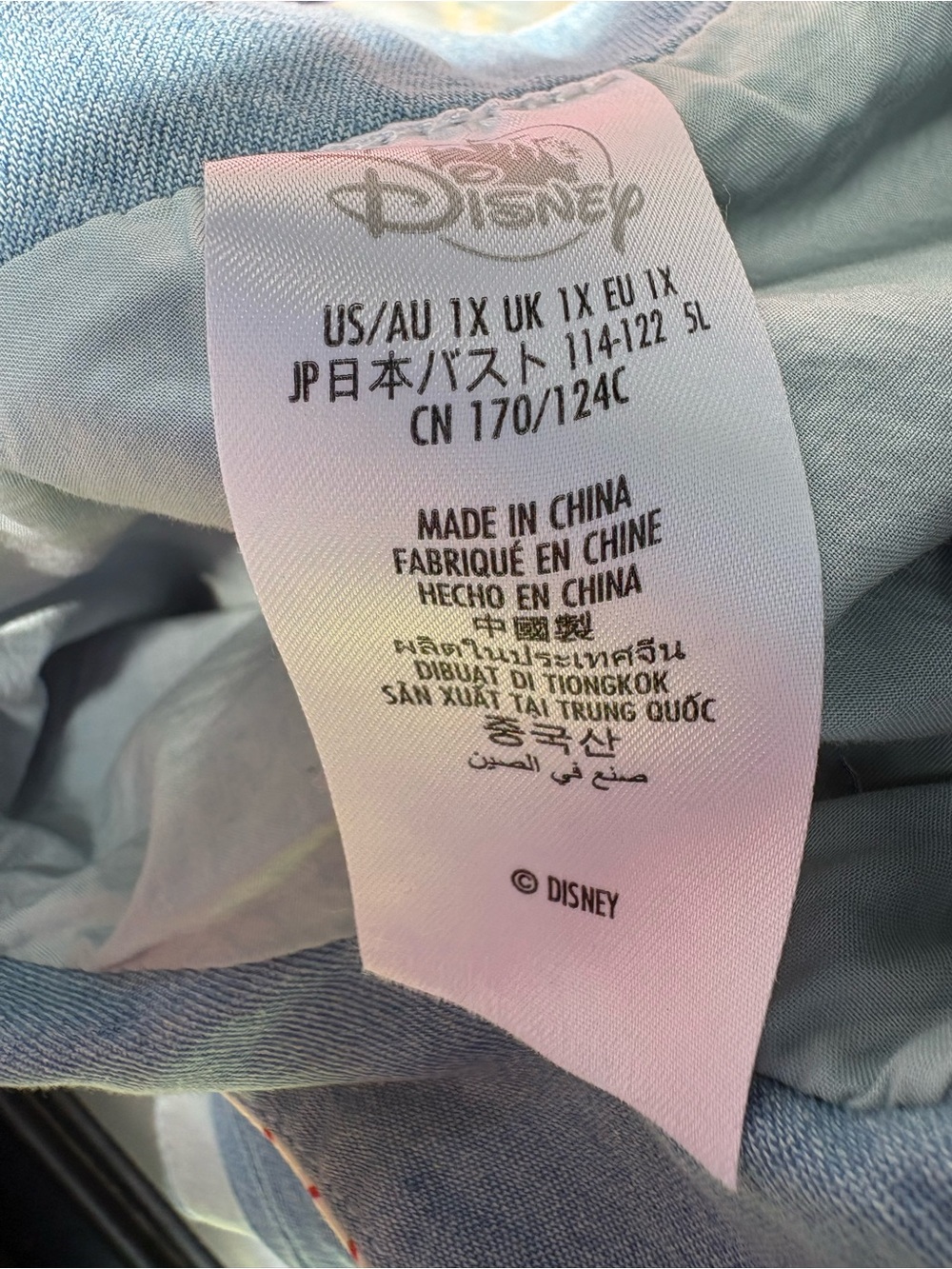 Disney Light Blue Denim Peter Pan Collar Midi Dress with Embroidered Characters - Picture 2 of 6